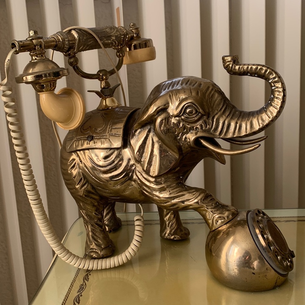 Brass elephant telephone from the 50s in working condition